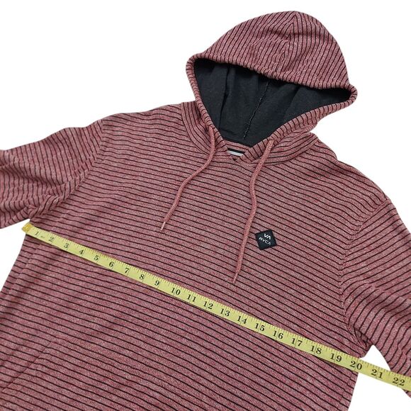 RVCA Hoodie Mens Medium Red Regular Fit Stripes Lightweight Outdoor Travel - Picture 11 of 12